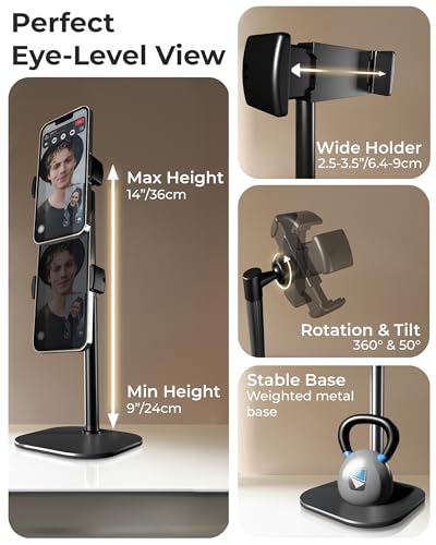 COOPER ChatStand, [Gift Family Pack], Adjustable Cell Phone Stand for Desk, Phone Stand for Recording, iPhone Holder, Small Tripod for iPhone, Fits Samsung, Android Smartphones, (Night Black, 2-Pack) - color: x2 Pack - All Black