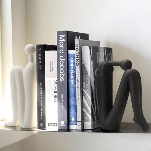 Book Ends Decorative for Shelves- Modern Bookends for Bookshelf Decor, Heavy Duty Book Holder and Book Stopper, Stylish Shelf Decorations and Bookends for Shelves