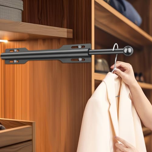 12" Valet Rod for Closet Pull Out (2 Pack, Black) - color: Black, size: 2 Pack