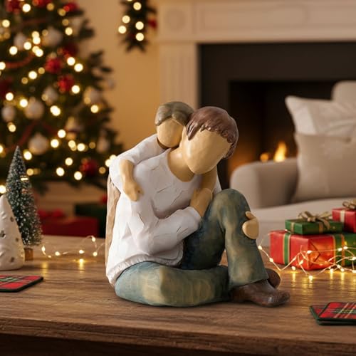 NAN ZAI NAN FANG Father Daughter Figurine Personalized Birthday Fathers Day Valentines Gifts for Dad from Daughter 4.7" Resin Hand Painted Sculpture in Memory of Dad Statues for Home Decor - style: Father and Child