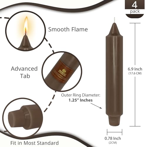 NJAO HOO Brown Short Taper Candle 7 Inch Candlesticks Unscented Dripless Gradient Colored Tapered Candle Set for Home Decor Wedding Party Dinner Candles, 4 Pack - color: Brown Gradient, size: 7 In