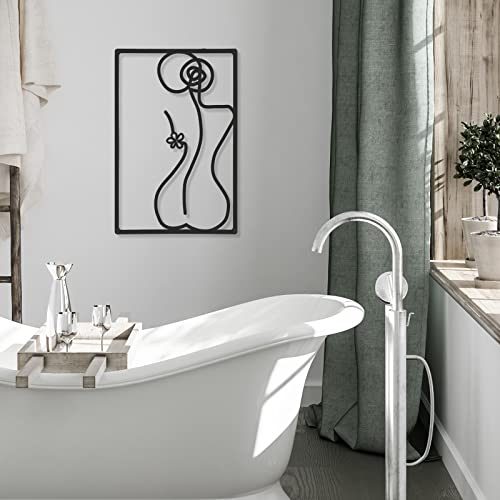 CHENGU 3 Pieces Metal Minimalist Abstract Woman Wall Art Line Drawing Wall Art Decor Single Line Female Home Hanging for Kitchen Bathroom Living Room - style: Body Style