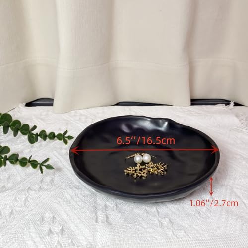 Key Bowl Black Key Dish for Hallways Small Trinket Dish Round Ring Bowl Decorative Jewelry Tray for Entryway Dresser Bathroom Decor