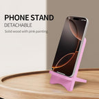 Cell Phone Stands, Desktop Stand, Luxury Nature Wood Simple Phone Stand, Compatible with iPhone & All Cell Phones, Ultra-Stable, Portable & Non-Slip Design, 2 Pieces, Pink - color: Pink