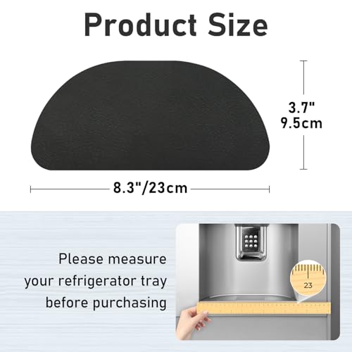 LOPNUR Refrigerator Drip Tray Catcher 2 Pack - 8.3x3.7 Cuttable Refrigerator Mats Hide Stains, Fridge Ice Water Dispenser Absorbent Mat for Samsung Whirlpool GE, Fridge Drip Pad (Semi Circle, Black) - color: Black, size: Semi Circle - 8.3"x3.7"