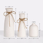 NiHome White Ceramic Vase Set of 3, Small Boho Flower Vases for Home Rustic Decor Flower Pampas, Fit for Mantel Office Living Room Coffee Table Shelf Farmhouse Fireplace Hallway Decor Centerpieces