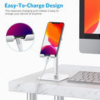 OMOTON Cell Phone Stand, Adjustable Angle Height Desk Phone Dock Holder for iPhone Air 17 Pro Max/Plus/XS/XR, Samsung Galaxy S20 / S10 / S9 / S8 and Other Phones (3.5-7.0-Inch) - color: Silver