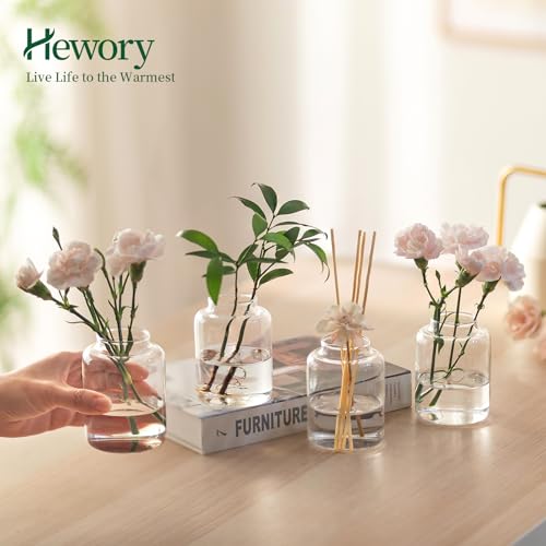 Hewory Small Bud Vases Set of 12: Clear Glass Vases for Flowers - Modern Bud Vase Bulk for Wedding Centerpieces Baby Shower Parties Rehearsal Dinner Table Decorations