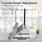 Tonmom Laptop Stand for Desk, Adjustable Laptop Riser ABS+Silicone Foldable Portable Notebook Holder, Ventilated Cooling Notebook Mount Computer Stand for 10-15.6” Laptops,Tablets-Black - color: Black