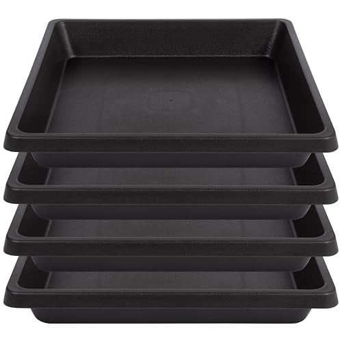 Square Plant Saucer 10 Inch 4 Pack, Plant Drip Trays and Flower Pot Saucers，Doubles Plant Water Catcher Tray, Plant Trays for Indoors No Holes, Plant Drainage Tray Saucers for Potted Plants - color: Brown, size: 10"(4Pack)