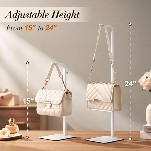 pickpiff Adjustable Purse Display Stand - White Tabletop Display Holder for Handbags, Wreaths and Banners, for Home Closets, Retail Displays and Vendor Booths (1-Pack) | Non-Slip Base - color: White, size: 1 Pack