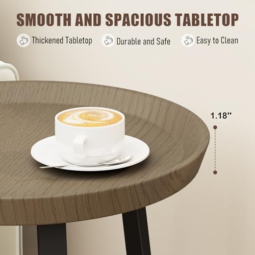 Gadroad Round End Table with Storage Shelf, 2 Tier Farmhouse Side Table Nightstand for Living Room, Bedroom, Wood Tabletop & Black Metal Frame, Walnut Color 15.7 * 15.7 * 23.0inches - color: Walnut, style: No Charging Station