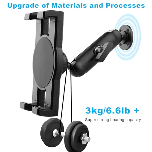 Aluminum Heavy Duty Drill Base Tablet Holder for Car,Tablet Mount for Truck,Commercial Vehicles,Dashboard,Boat and Wall Compatible with 4"-12.9" iPad Pro/Mini/Galaxy Tab//Phones,Large Case Friendly