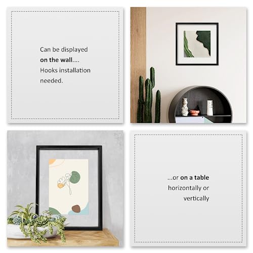 MUYE 12x16 Floating picture Frames Set of 2,Double Glass Frame,Display Any Size Photo up to 12x16,Wall Mount or Tabletop Standing,Black - color: Black, size: 12x16