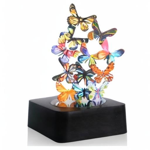 Desk Toys for Office for Adults Desktop Magnetic Butterflies Sculpture Desk Decorations for Women Office - size: Square Base