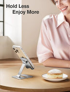 Nulaxy 2 Pack Dual Folding Cell Phone Stand, Fully Adjustable Phone Holder for Desk, Compatible with iPhone 16 15 14 13 12 11, Nintendo Switch, All Phones, Silver - color: Silver