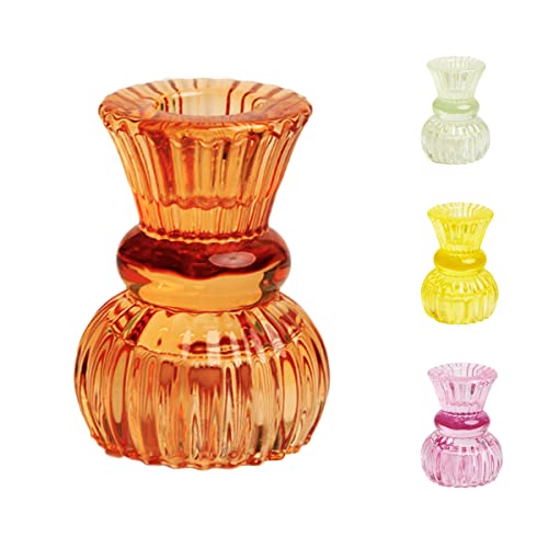 Talking Tables Small Orange Glass Candle Holder for Candlesticks or Tea Lights | Decorative Table Decorations Indoor Outdoor Dining, Halloween Party Decorations, Home Decor, Boho-ORG-SMLCNDLHOLD - color: Orange, size: Small