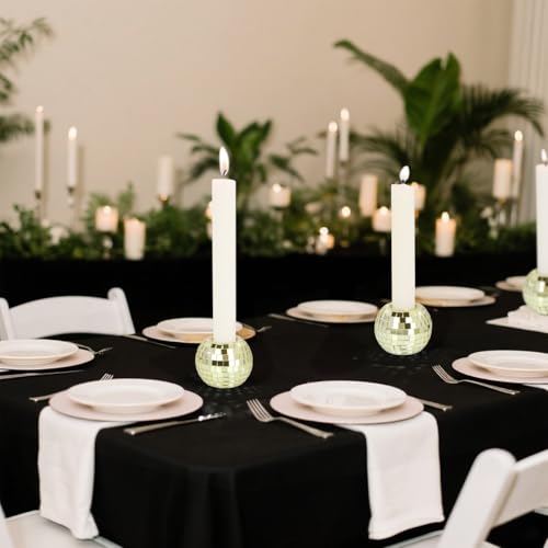 Vixdonos Round Mosaic Candlestick Holders Set of 3 Ceramic Candle Holder Bulk for Taper Candles,Gold - color: Mosaic-gold