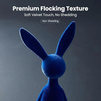 Klein Blue Flocked Bunny Figurine, Modern Sitting Rabbit Sculpture, Resin Abstract Animal Art Statue for Home Decor, Bookshelf Accent (Small)