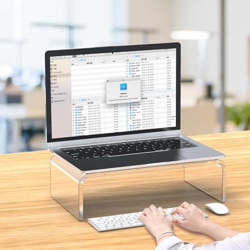 Acrylic Monitor & Laptop Stand Riser - Clear Computer & Laptop Stand for Desk - Compatible with iMac, MacBook & All Notebooks - White Aesthetic Decoration for Office & Home - style: 12.5''