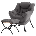 Tiita Lazy Chair with Ottoman, Modern Large Accent Lounge Chair, Leisure Sofa Armchair with Ottoman, Reading Chair with Footrest for Bedroom, Living Room, Dorm Rooms, Garden Dark Grey - color: Dark Grey