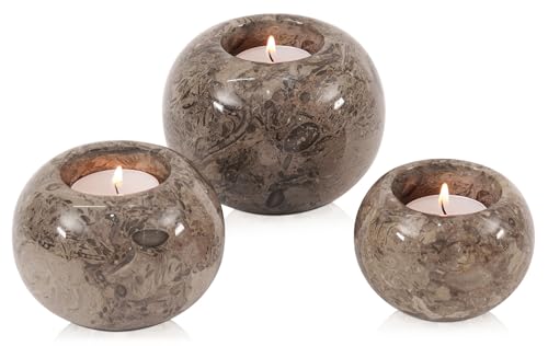 Radicaln Marble Tealight Candle Holder 4" Inch Oceanic Handmade Set of 3 Mini Candle Holders for Dining, Decorative Votive Candle Holder & Marble Taper Holder for Home Decor - color: Oceanic