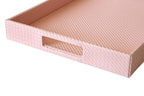 HofferRuffer Rectangle Serving Tray with Hole Handles for Coffee Table, Breakfast, Tea, Food, Butler - Countertop, Kitchen, Vanity Serve Tray, 16.2 x 12.2 x 2 inches, Faux Leather (Pink) - color: Pink, size: 16.2" x 12.2" x 2"
