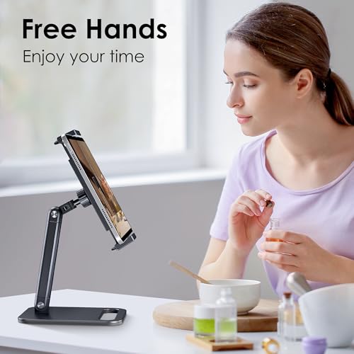 CreaDream Tablet Stand, Heavy Aluminum Tablet Holder for Desk with Adjustable 360° Swivel Bracket, Compatible with iPad Pro/Air/Mini, Galaxy Tab, Surface Pro, Kindle Fire 4.7''-13", Black - size: Short - One Arm