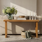 Plank+Beam Solid Wood Console Table, 66 Inch, Sofa Table, Narrow Entryway Table for Hallway, Behind The Couch, Living Room, Foyer, Easy Assembly, Pecan - color: Pecan, size: 66" Console Table