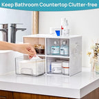 Vtopmart 4Pack Small Stackable Storage Drawers, Bathroom Makeup Organizer,Plastic Storage Bins For Vanity, Undersink, Kitchen Cabinets, Pantry, Home Organization(White) - style: 4pack-White