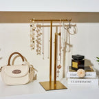 Jewelry Towers Necklaces Organizer Stainless Steels Jewelry Purse Display Stands Adjustable Height Decorations Boutique Purse Holder for Retail Counter Bag Handbag Display Rack