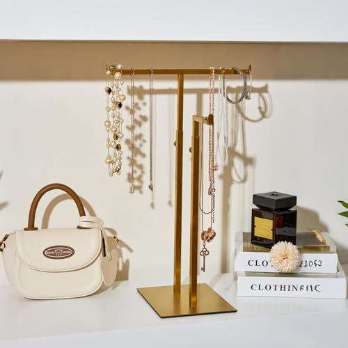 Jewelry Towers Necklaces Organizer Stainless Steels Jewelry Purse Display Stands Adjustable Height Decorations Boutique Purse Holder for Retail Counter Bag Handbag Display Rack