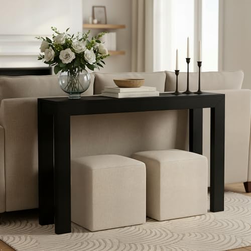 Plank+Beam Modern 46 Inch Console Table, Solid Pine Wood Entryway Table, Narrow Sofa Table for Hallway or Living Room, Black - color: Black, size: 46 Inch