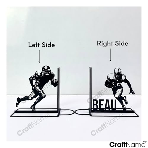 Sports Themed Metal Bookends, Book Ends for Shelves, Office Desk, Cookbook Stand, CD Holder, Magazine Holder for Office Organization, Housewarming Gifts New Home (US Football Design) - color: Us Football Design