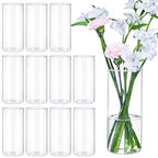 TBWIND 12Pcs Glass Cylinder Vases 8 Inch Tall Clear Flower Vases for Centerpieces Wedding Decoration, Hurricane Floating Candle Holder for Party Table Home Decor - size: 12 Pack 8 Inch