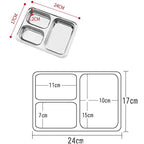 Set of 2 Stainless Steel Divided Plates Tray 3 Sections Diet Food Control Dinner Plate for Adults - Unbreakable Metal Plate for Campers Portion Control Reusable Plate - size: 9.45 x 6.69 Inch (3 Sections)