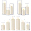 24 PCS Ivory White Pillar Candles with Glass Candle Holders Clear Hurricane Candle Holders Glass Cylinder Vases for Centerpieces Wedding Party, Event, Home Office (12 Candles+12 Candle Hoders) - style: 24 PCS Ivory White