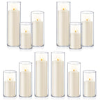 24 PCS Ivory White Pillar Candles with Glass Candle Holders Clear Hurricane Candle Holders Glass Cylinder Vases for Centerpieces Wedding Party, Event, Home Office (12 Candles+12 Candle Hoders) - style: 24 PCS Ivory White