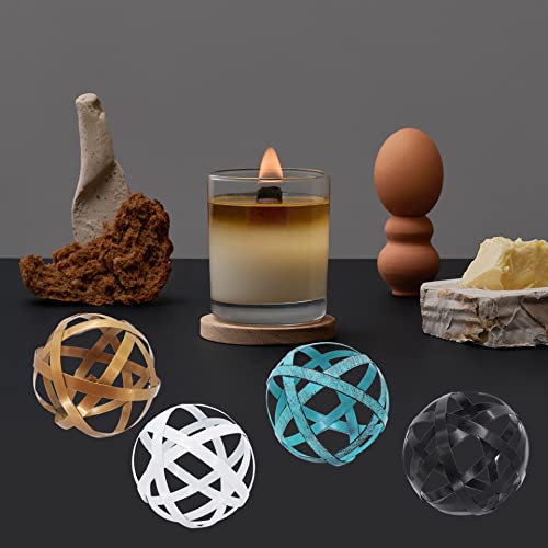 Kesywale Decorative Sphere Metal Band Ball Orbs Decorative Balls Home Decor Accents Tabletop Decorations for Living Room, Kitchen, Bedroom Centerpiece for Dining Room Coffee Table, Side Tables (Blue) - color: Blue