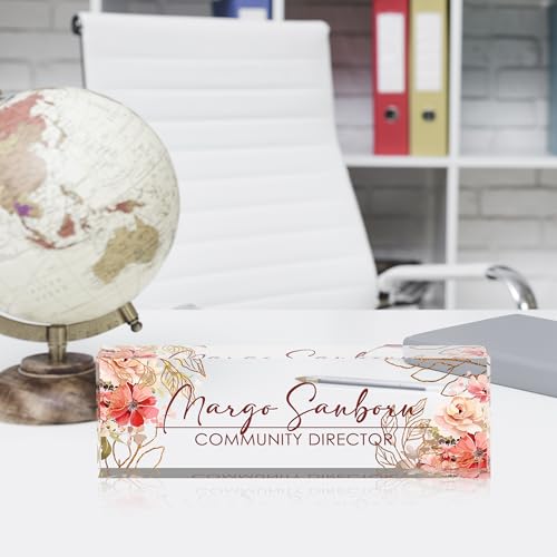 Custom Name Plate for Desk Desk Name Plate Personalized, Office Desk Decor for Women & Men, Employee Appreciation Gifts The Office Gifts for Boss, Manager, Teacher, Nurse, Lawyer, Flower 5 - color: Flower 5