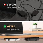 ELETIUO Universal Silicone Laptop Charger Holder,Under Desk Power Brick Mount Organizer for Charging Brick & Cables,Flexible Non-Slip Power Bricks Mount,Secure Supply Holder for Laptop Charger,Black - color: Black