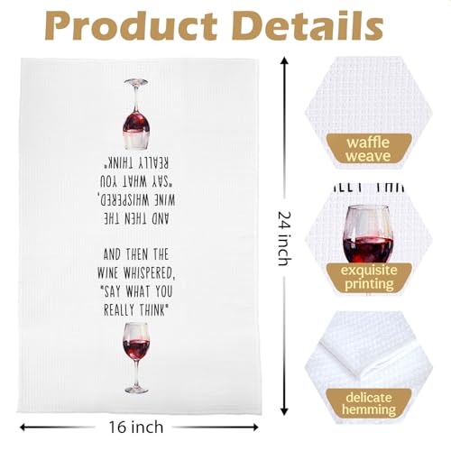 Wine Gifts Kitchen Towels - Funny Wine Lovers Gifts Waffle Decorative Dish Towels, Alcohol Gift Hand Towel, Hostess Gift Tea Towel, 16×24 Inches - color: Wine- 03