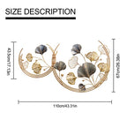 CDDUOLA 3D Room Wall Decor, Handmade Art Metal Round Golden Ginkgo Leaf Decorative Wall Sculpture for Home Living Room And Bedroom, 2 Pack