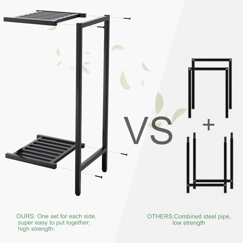Zhongma 2 Tier 30" Tall Indoor Outdoor Plant Stand, 12 L x 12 W x 30 H inch, Heavy Duty Square Metal Flower Stand for Patio, Home, Garden, 220 LBS Capacity & Heavy Duty Construction