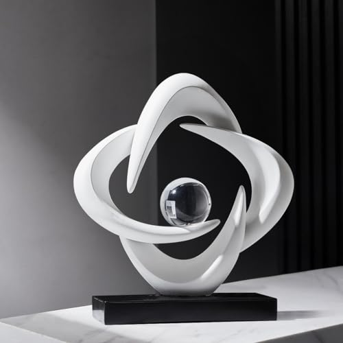 FJS Abstract Art Statues for Home Decor, White 4 Pointed Star Sculpture, 10.8" H Modern Coffee Table Bookshelf Decor Accents, Decorations for Living Room Dining Room Office Hotel (White) - color: B-white