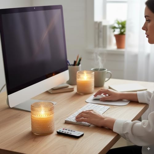VENTA Beyond The Flame Mesmerizing Dotted Glass Candles | Set of 2 Ivory LED Pillars | Create a Magical, Worry-Free Glow with Remote & Timer | Perfect for Home, Holiday & Wedding Ambiance - color: Dotted Glass Ivory