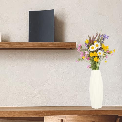 1Pc White Nordic Style Vase - Modern Minimalist Decorative Flower Container for Home and Office Decor 8.26 Inch Tall