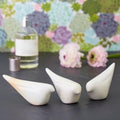 Coffee Table Decor, Bird Figurines, Bird Decorations, Mini Birds, Soapstone, White, Set of 3