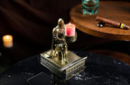 King's Guard Kneeling Knight Candlestick Holders Resin Posture TeaLight Holder Warrior Mobile Phone Stand Pen Holder Candle Holder for Restaurant, Altar, Home Table(Bronze) - color: Bronze