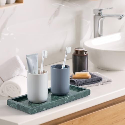 Natural Marble Vanity Tray, Luxury Stone Organizer for Bathroom & Kitchen Counter | Holds Soap Dispenser, Jewelry, Perfume | Non-Resin, Non-Ceramic Décor - color: Green, size: 11.8" x 5.1" x 0.8"